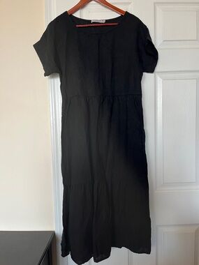 VALENTINA NALDI | 100% Linen Tiered Midi Dress Sz M